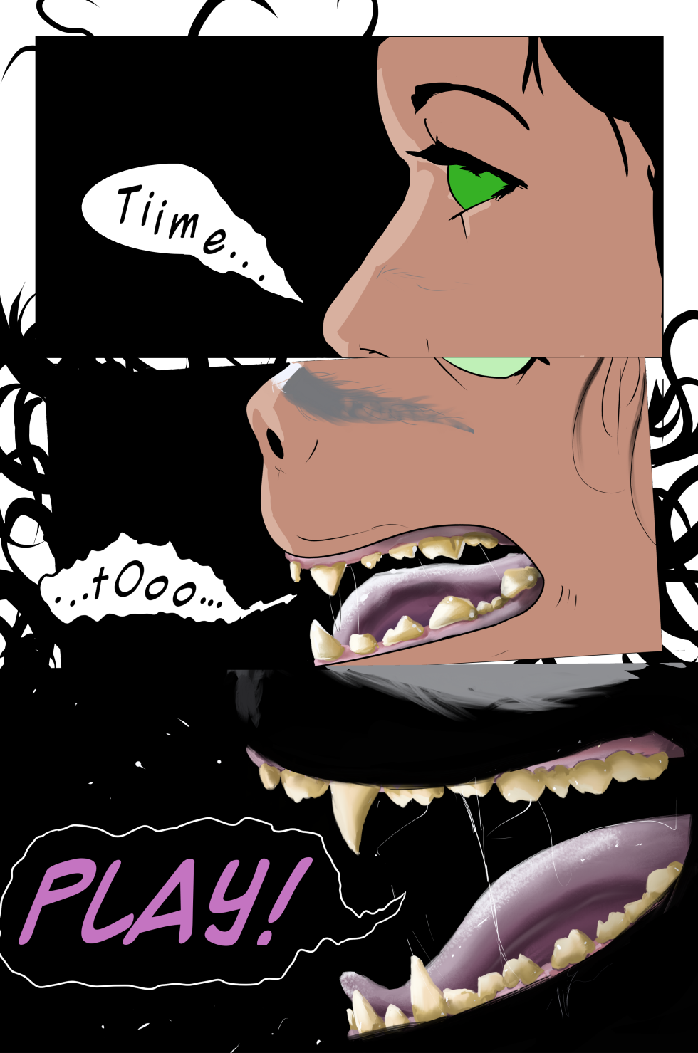 Until now, Evadne had always been depicted in a traditional inked style, whereas the rest of her world and the inhabitants in it were shown in a more realistic style.
As she sheds the false outer self and reveals her true nature, her art style updates to reflect that change.
...either that or I just thought it would look cool WHO EVEN KNOWS ANYMORE EVERYTHING IS A LIE Until now, Evadne had always been depicted in a traditional inked style, whereas the rest of her world and the inhabitants in it were shown in a more realistic style.
As she sheds the false outer self and reveals her true nature, her art style updates to reflect that change.
...either that or I just thought it would look cool WHO EVEN KNOWS ANYMORE EVERYTHING IS A LIE