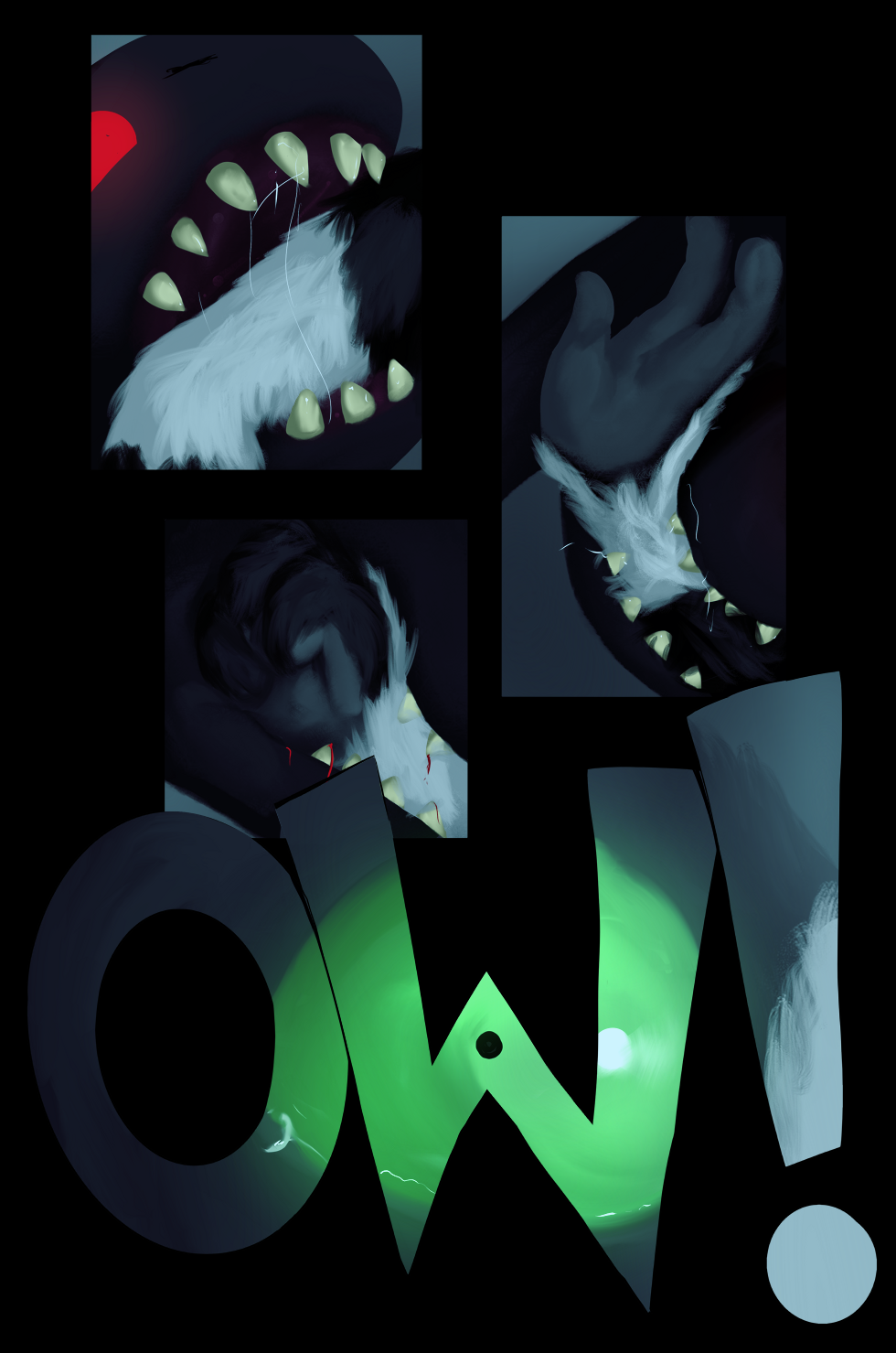 Noxans have nictitating membranes over their eyes that give them their usual "blank-eyed" look. When in shock or pain, these membranes can snap back, exposing the poor critter's pupil!