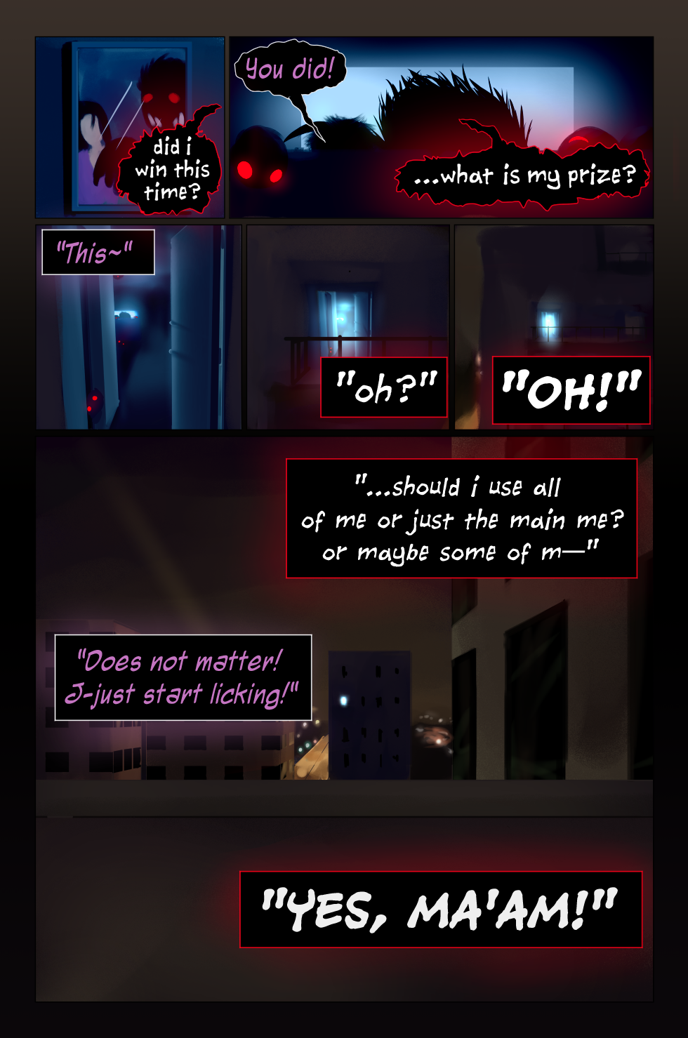 That's right, folks - I hope you enjoy implied F/F monster romantic naughtiness. If that weirds you out, just pretend they're talking about ice cream!
...Blue Blue Christmas Cookies is the best ice cream in the world and I'll fight anyone who says otherwise.