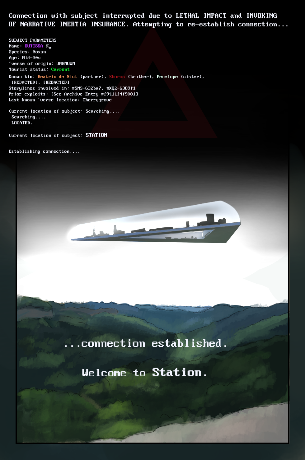 A city shaped like a giant equilateral triangle that somehow floats over an endless green forest and that also has weird dimensional properties is PERFECTLY NORMAL. Kinda thing you see every day!